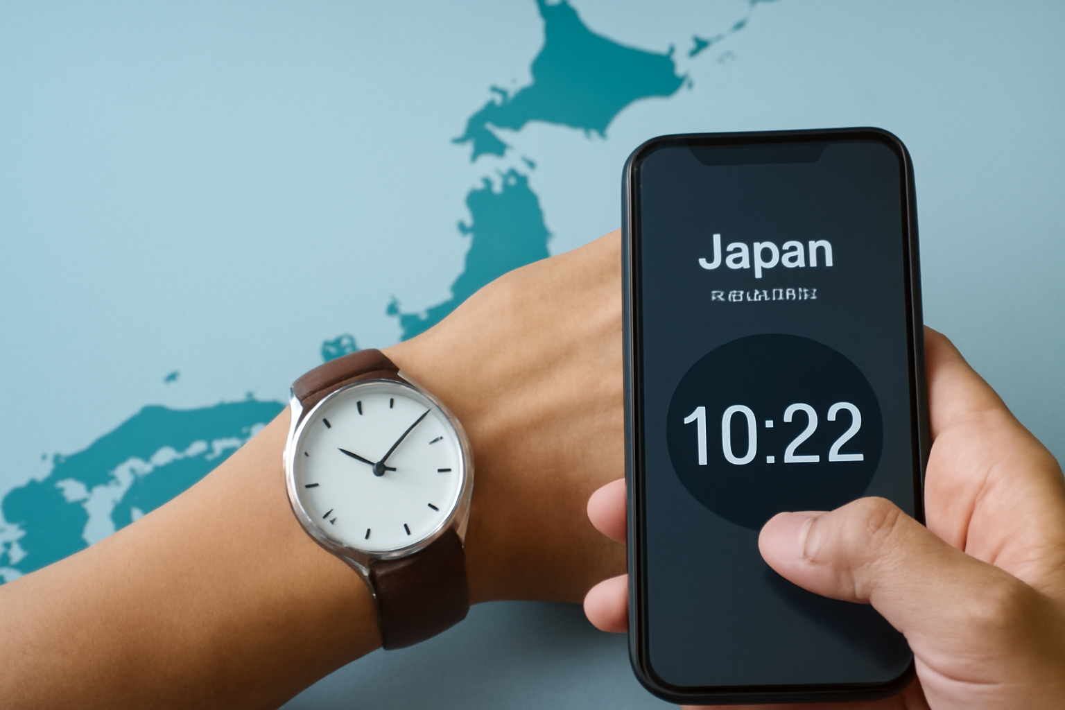 Family checking current time in Tokyo Japan for travel fun